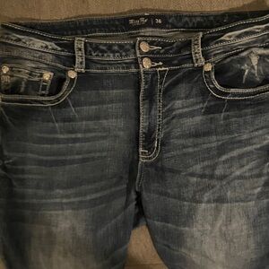 Miss Me Dark Indigo Double Button Jeans